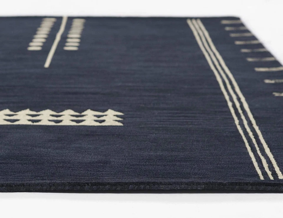 Momeni Simba Wool Hand Tufted Contemporary Indoor Area Rug, Navy, 2'6" X 8' - Image 4 of 4