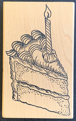 Me & Carrie Lou Birthday Cake Slice With Candle Rubber Stamp