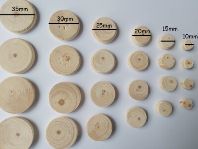 KIEFER Massivholz Knoten Dübel Dübel Holz Knopfkappen Lochabdeckung flach 10 15 20 25