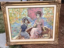 Large Art Oil Painting On Board Signs By Germano Russo W/Frame 40.1/4x50.1/4"