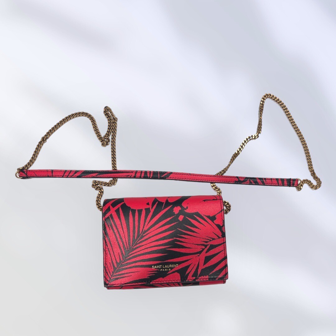 Mini borsa Saint Laurent stampa palma tropicale nuova con etichette