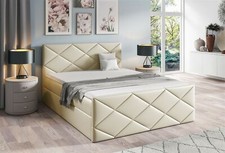 Boxspringbett Schlafzimmerbett KOSMOS 180x220cm Kunstleder Madryt Creme