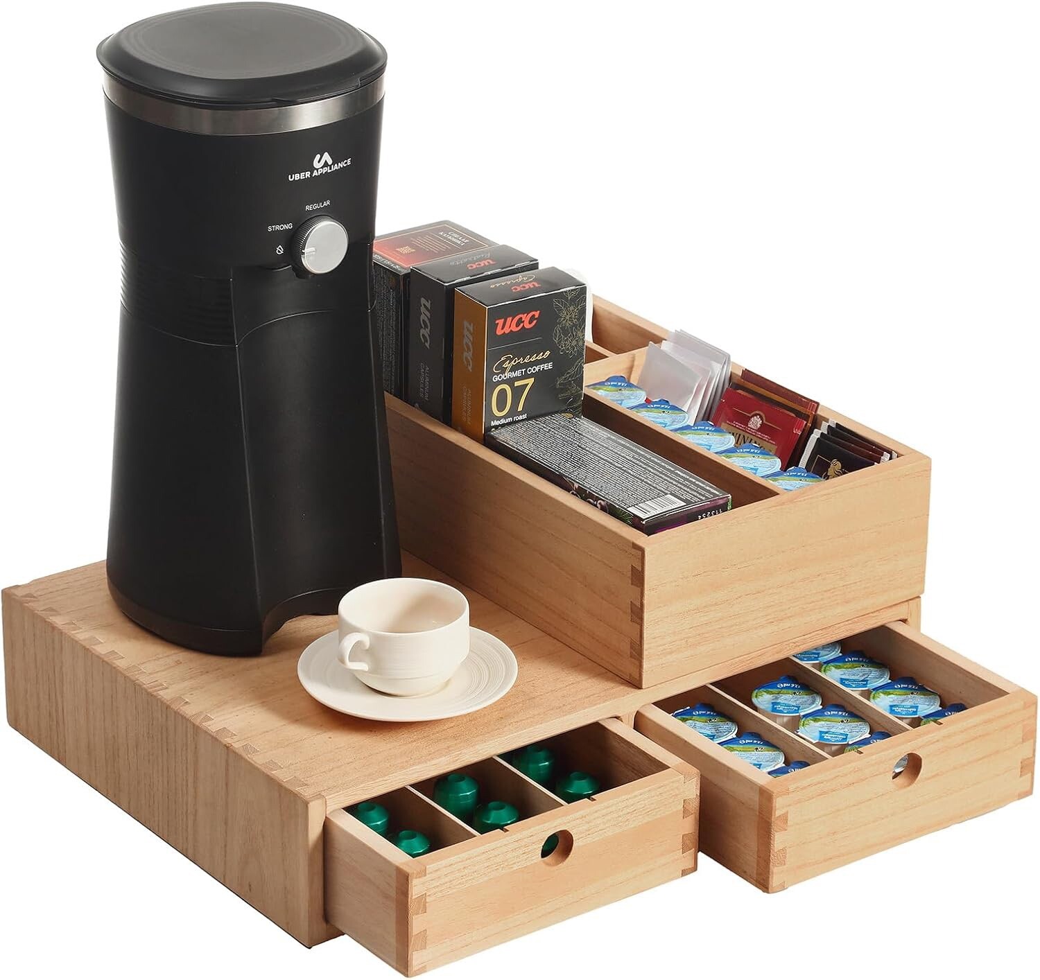 Organizzatore Bar Per Macchina Del Caffè capsule di caffè con cassetto In Legno