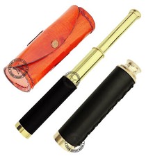 Solid Marine Brass Telescope Binoculars 12 -inch 20X Lens With Leather Box