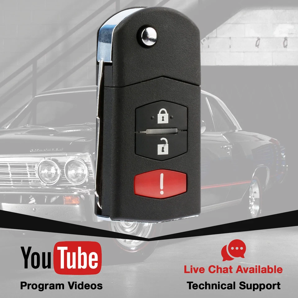 For 06 2007 2008 2009 2010 2011 2012 2013 2014 2015 Mazda 5 Flip Remote Key Fob - Image 3 of 4