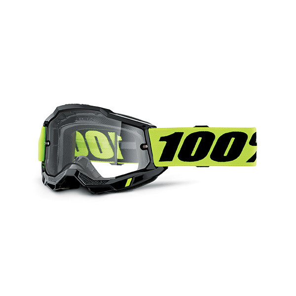 100% Maschera Accuri 2 Enduro Neon Yellow - Lente Doppia Trasparente