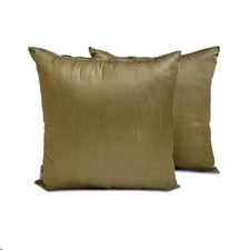 Art Silk Plain Solid Pack of 2, 16"x16" Throw Pillow Cover - Antique Gold Luxury
