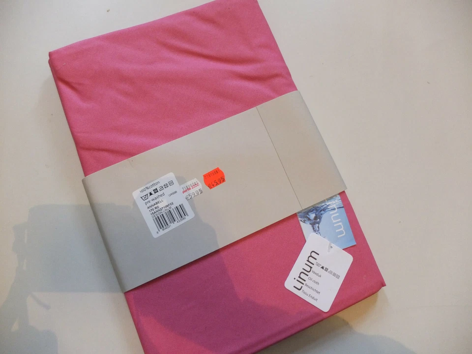 * LINUM beschichtete Runde 170cm Tischdecke geölt 100% Baumwolle NEU Rosa - Bild 3 von 4