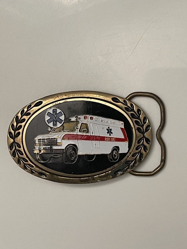 Heritage Brass Belt Buckle Ambulance Emergency Medical Services Rescue Squad EMT