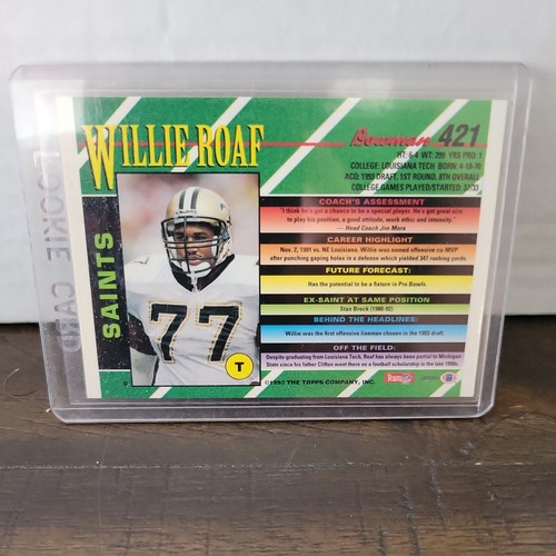 1993 Bowman Willie Roaf RC #421 Gold Foil - Picture 2 of 2