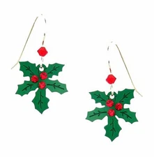 CHRISTMAS HOLLY Hypo-Allergenic Earrings, Sterling Silver Plated, by Sienna Sky