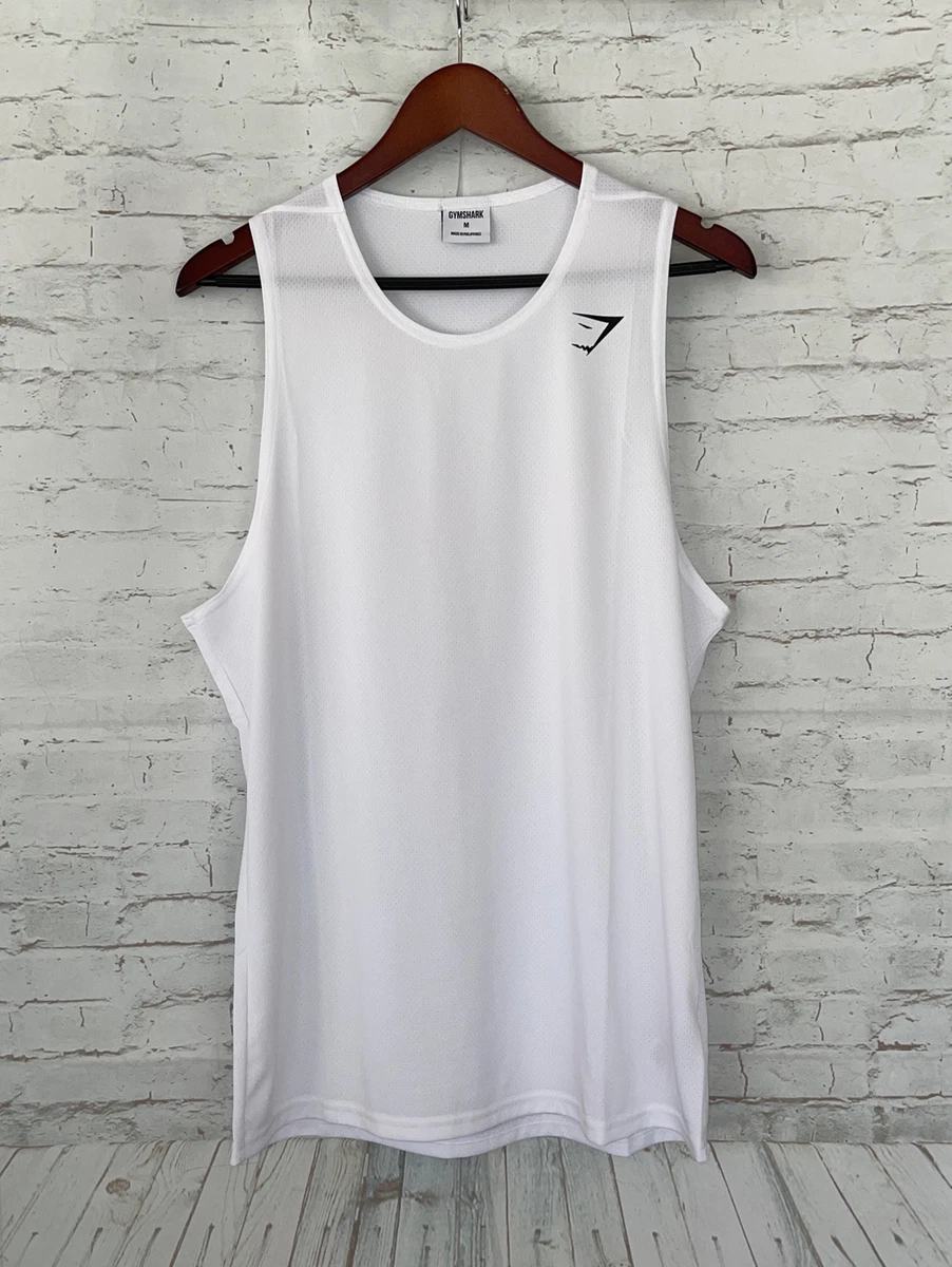 NEW Gymshark Mens Logo Gym Critical Mesh Tank Top - White - Medium