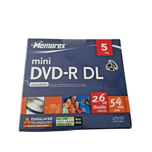Memorex Mini DVD-R DL Recordable 8cm 2.6GB Single Sided 54min 5 per pack - Bild 2 von 2