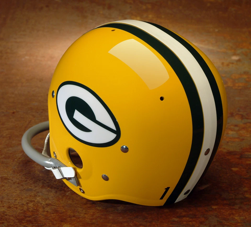 Винтажный футбольный шлем в стиле Green Bay Packers NFL — БАРТ СТАРР 1961–1967 - Изображение 3 из 3