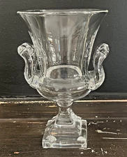 Steuben Crystal Art Glass Vase Double Handled Amphora Urn Signed Flaw