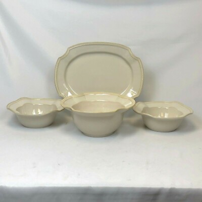 4 PIECE ONEIDA EMME SERVING PIECE DISH LOT 3 BOWLS and 1 PLATTER COUNTRY