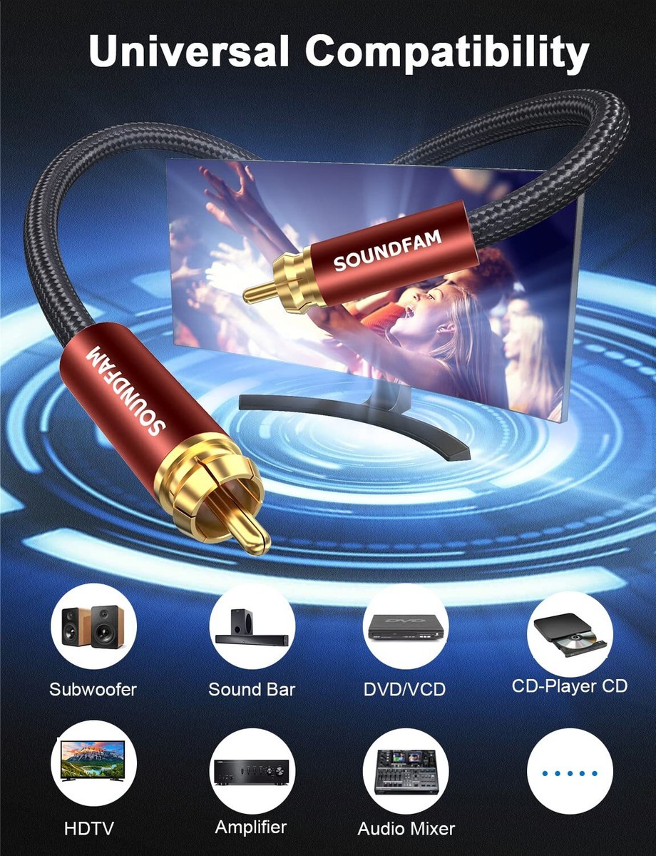 Audio Gd Dac Cavo Audio Video Coassiale RCA 25 Piedi - Oro, Per Subwoofer E Collegamenti Compositi Cavo Coassiale RCA 25 Piedi - Foto 9