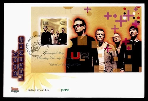 DR WHO 2002 IRELAND FDC MUSIC ROCK LEGENDS U2 S/S E2 M77268