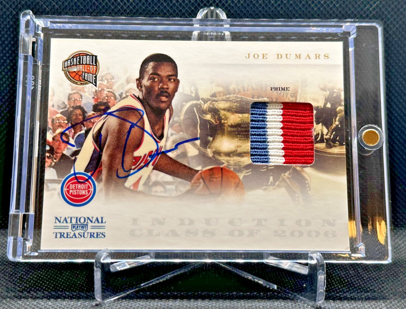 2011 National TREASRS 3 Color PRIME PATCH ON CARD AUTO /25 Joe Dumars HOF GHOST!