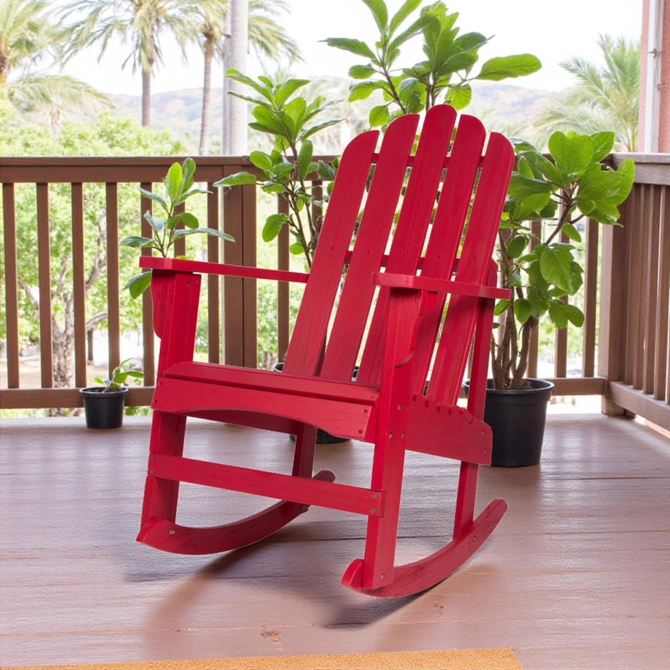 Деревянное кресло-качалка Marina Adirondack для крыльца, для помещений и улицы, красное чили - Изображение 4 из 4