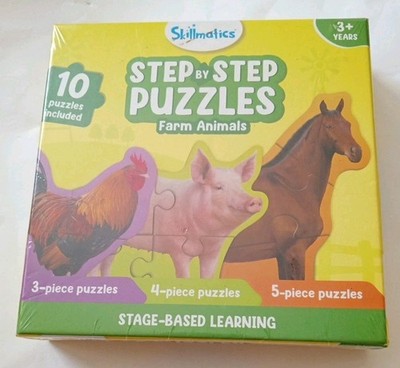 Skillmatics Step by Step Farm Animals 10 Jigsaw Toddler Puzzles SEALED BOX
