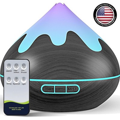 500ML Aromatherapy Diffuser with Remote Control & 7 Color LED - Black Elegance