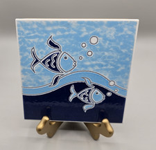 Vintage Swimming Fish Blue Pool Ceramic Tile ...