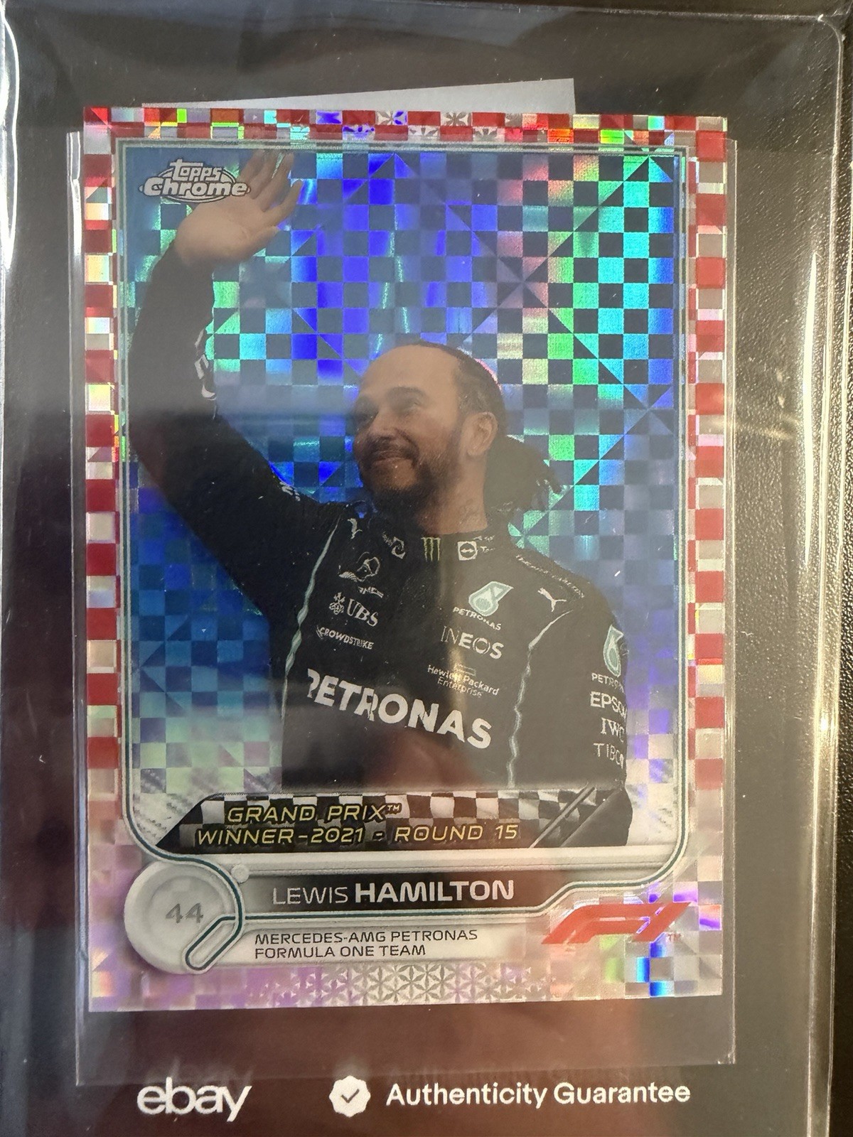 2022 Topps Chrome F1 #165 Lewis Hamilton Red Checker /5 (Last Russia Race)