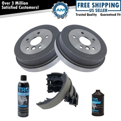 Rear Brake Drums Pair & Shoe Left & Right Kit w/Fluids for Toyota Camry