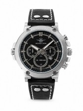 Michael John Herrenuhr Quarz Leder Schwarz Da...
