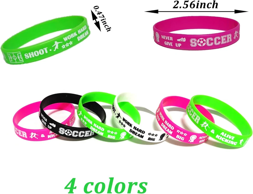 Pulseras pulseras de silicona motivacionales de fútbol 24 piezas a granel para baby shower/ev Foto 3 de 4