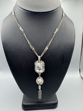 Mariana Necklace Pendant Glitzy Two Tier Rectangle Clear Oval Swarovski