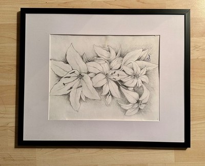 BLOOMS (3) Original Drawings - Framed, Matted  & Signed-May Purchase Separately