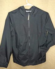 Cat Jack Black Hooded Rain/wind Jacket Full Zip Youth L 10/12
