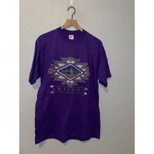 Vintage Arizona Native American Shirt Tee Desert Cactus Purple Jerzees 90s VTG L