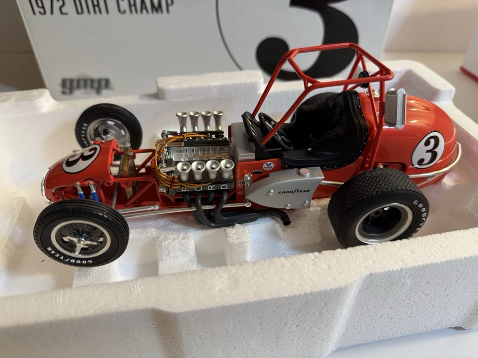 GMP 1/18 Ford A J Foyt #3 1972 Dirt Champ Track Racer Diecast Model Car LEER Foto 3 de 4