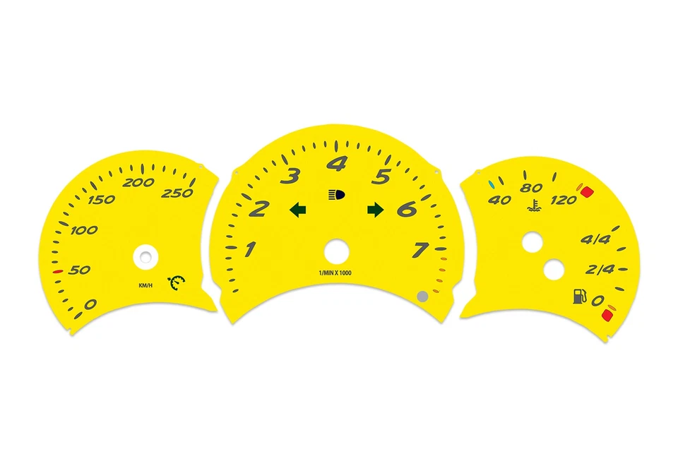 Porsche Boxster 986.1 Yellow - Speedometer gauges from MPH to km/h cluster disk - Image 2 of 4