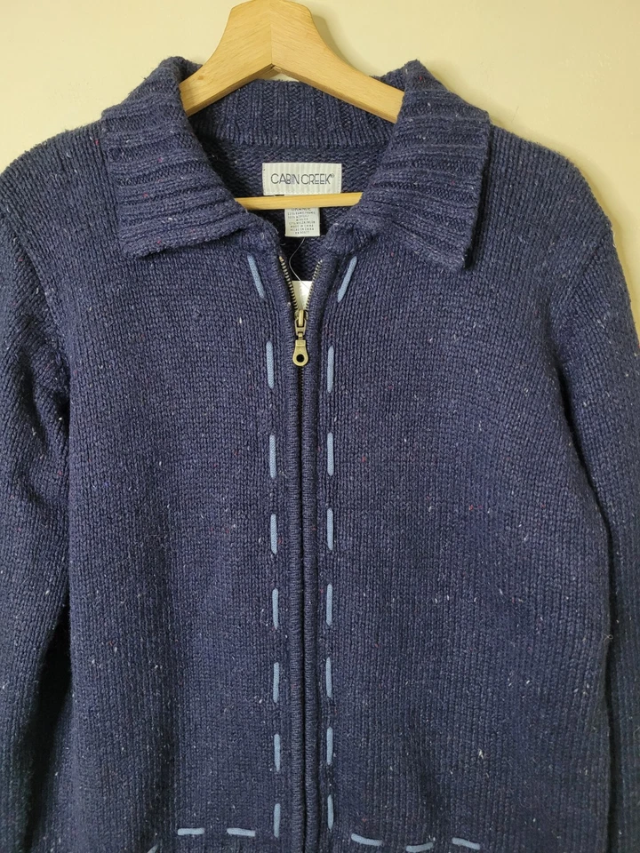 Cárdigan Grueso Cabin Creek De Colección Cremallera Frontal Academia Preppy Cabincore Nuevo con Etiquetas Foto 3 de 4