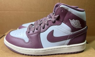 Women's Air Jordan 1 Mid Pure Platinum/Sky J Mauve-Sail (BQ6472 050) Sz 6.5