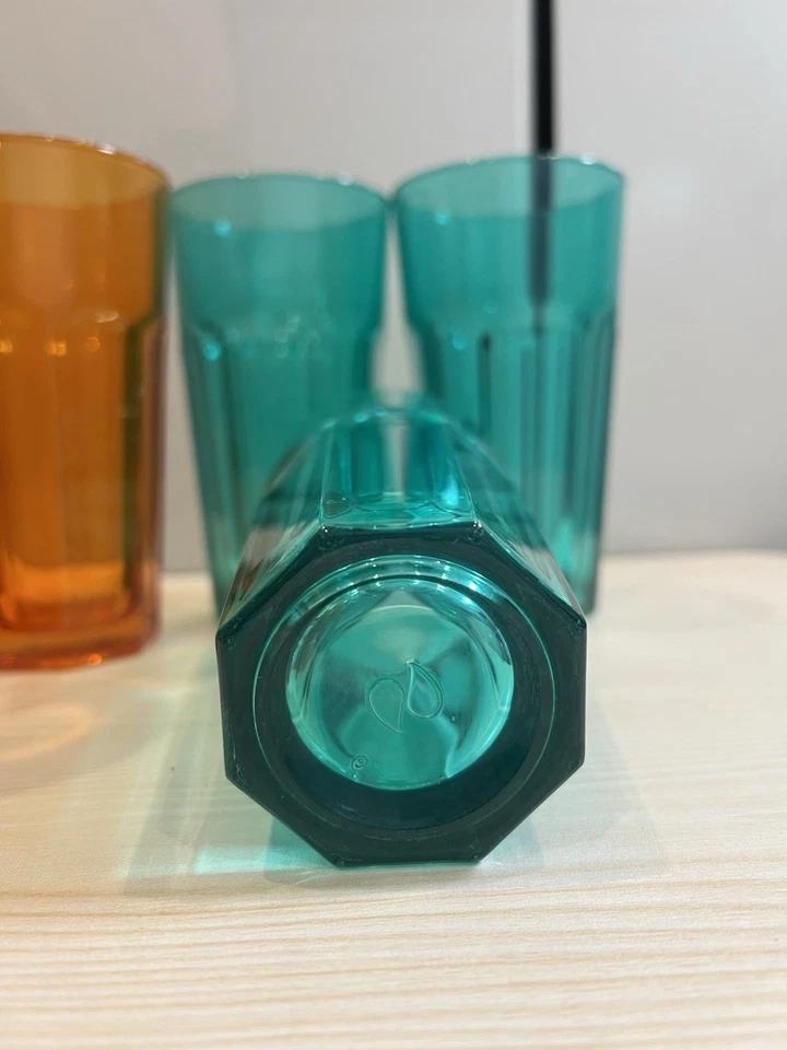 Colorful Pasabahce Palaks Juice Glasses Set of 9 Made In Turkey 8 oz Vintage - Image 2 of 3