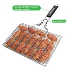 Fish Grilling Basket, Folding Portable Stainless Steel Bbq Grill Baske