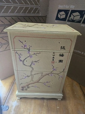 Oriental Japanese Wooden Mini Drawer Organizer Trinket Box Folk Art Decor - Image 1 of 4