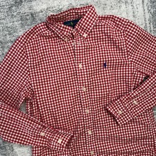 Polo Ralph Lauren Shirt Kids Boys Lage 14-16 Red Gingham Check Cotton Preppy