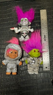 Vintage Silver ,Green Space Troll Dolls