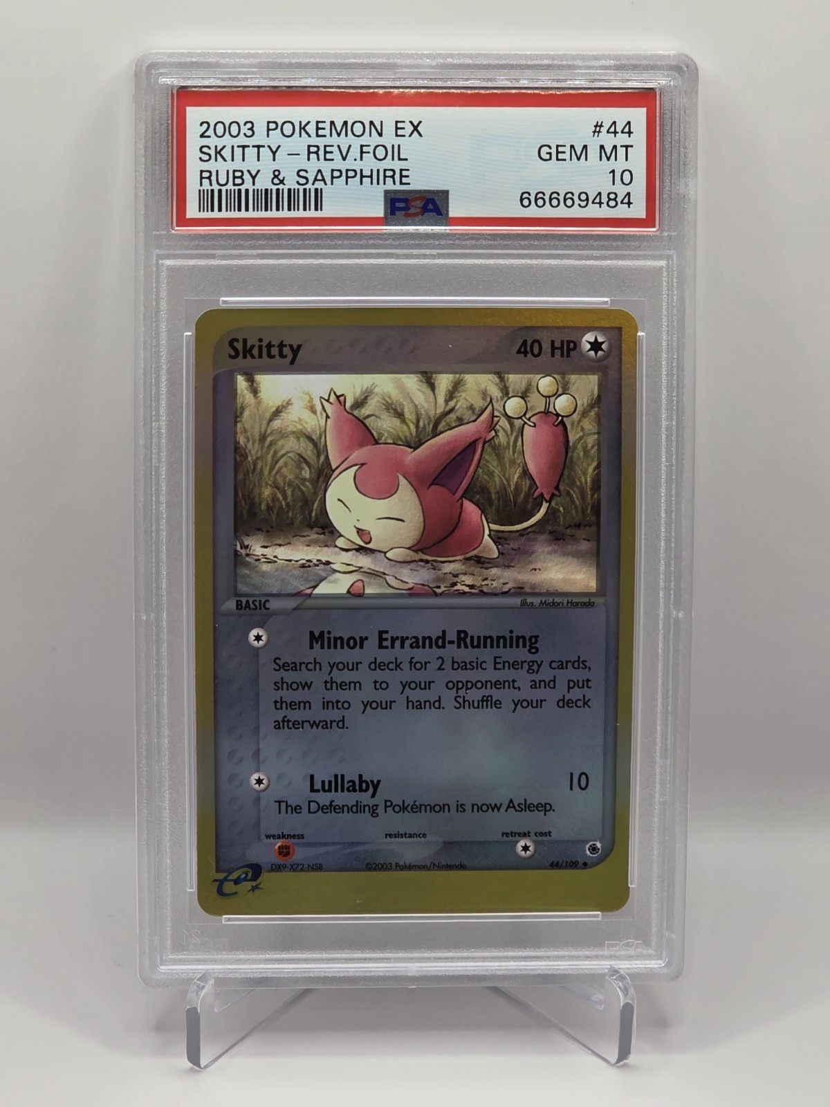 Skitty Reverse Foil - PSA 10 LOW POP *2* - Pokemon TCG EX Ruby & Sapphire 44/109