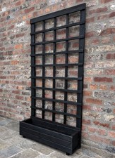 Wooden Garden Planter for Climbing Plants & Roses with 180cm Trellis Black