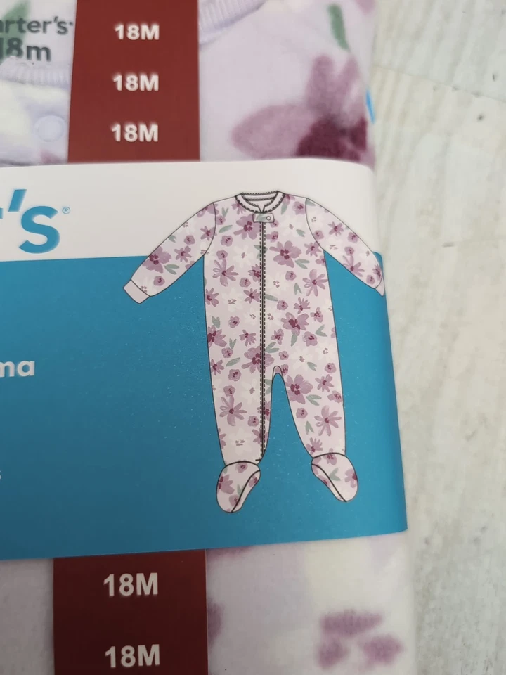 Pijama Carter's Niñas Polar Cierre de Cremallera Manga Larga Footie Púrpura Talla 18M BR4 Foto 3 de 4