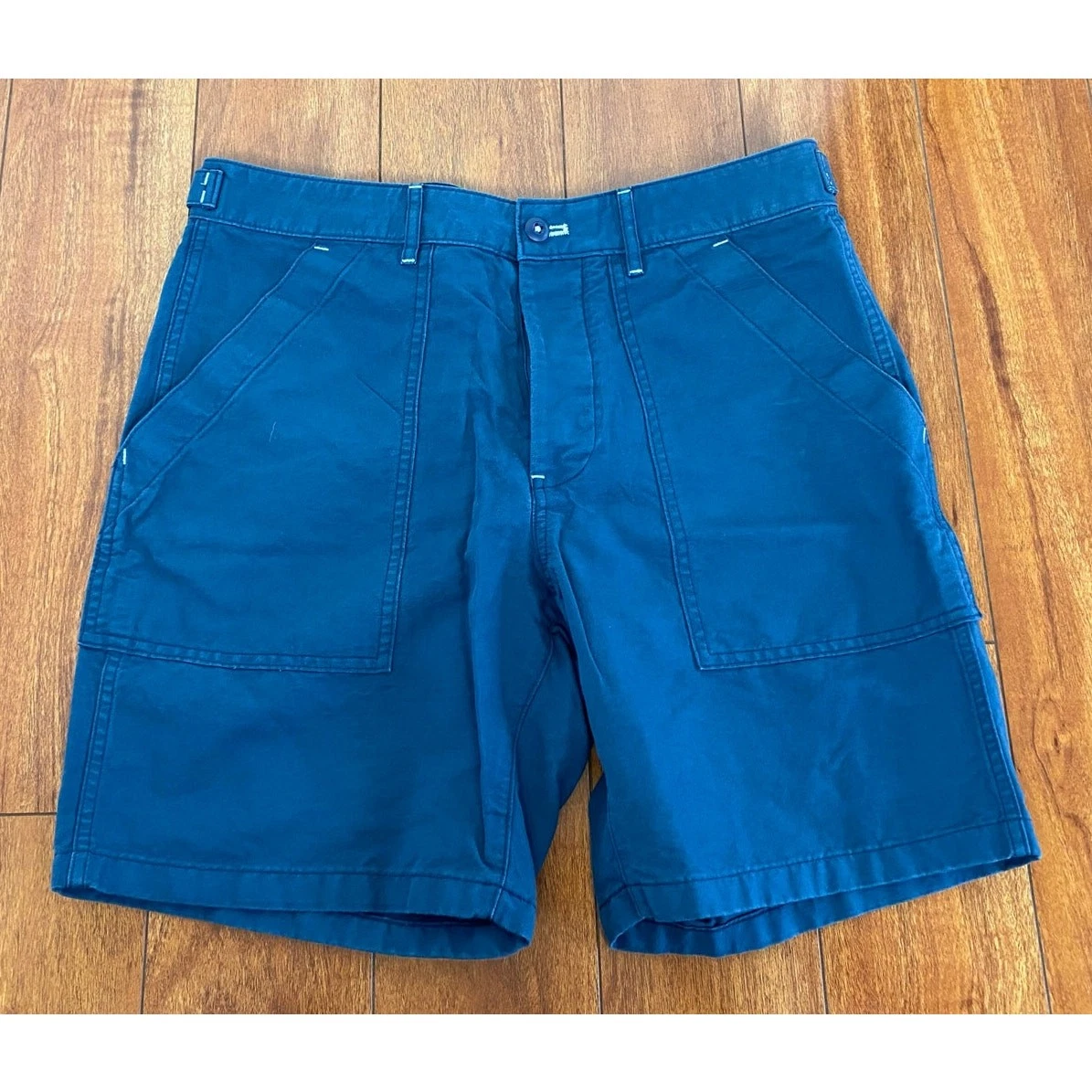 Men J. Crew Camp 8" canvas button fly linen blend shorts AY197, 32