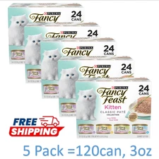 5 Pack Fancy Feast Kitten Classic Pate Tender Poultry & Fish Variety Pack Canned