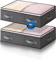 2 StüCk 40L Unterbett Aufbewahrungsbox, Faltbare Unterbettkommode, Aufbewahrungs